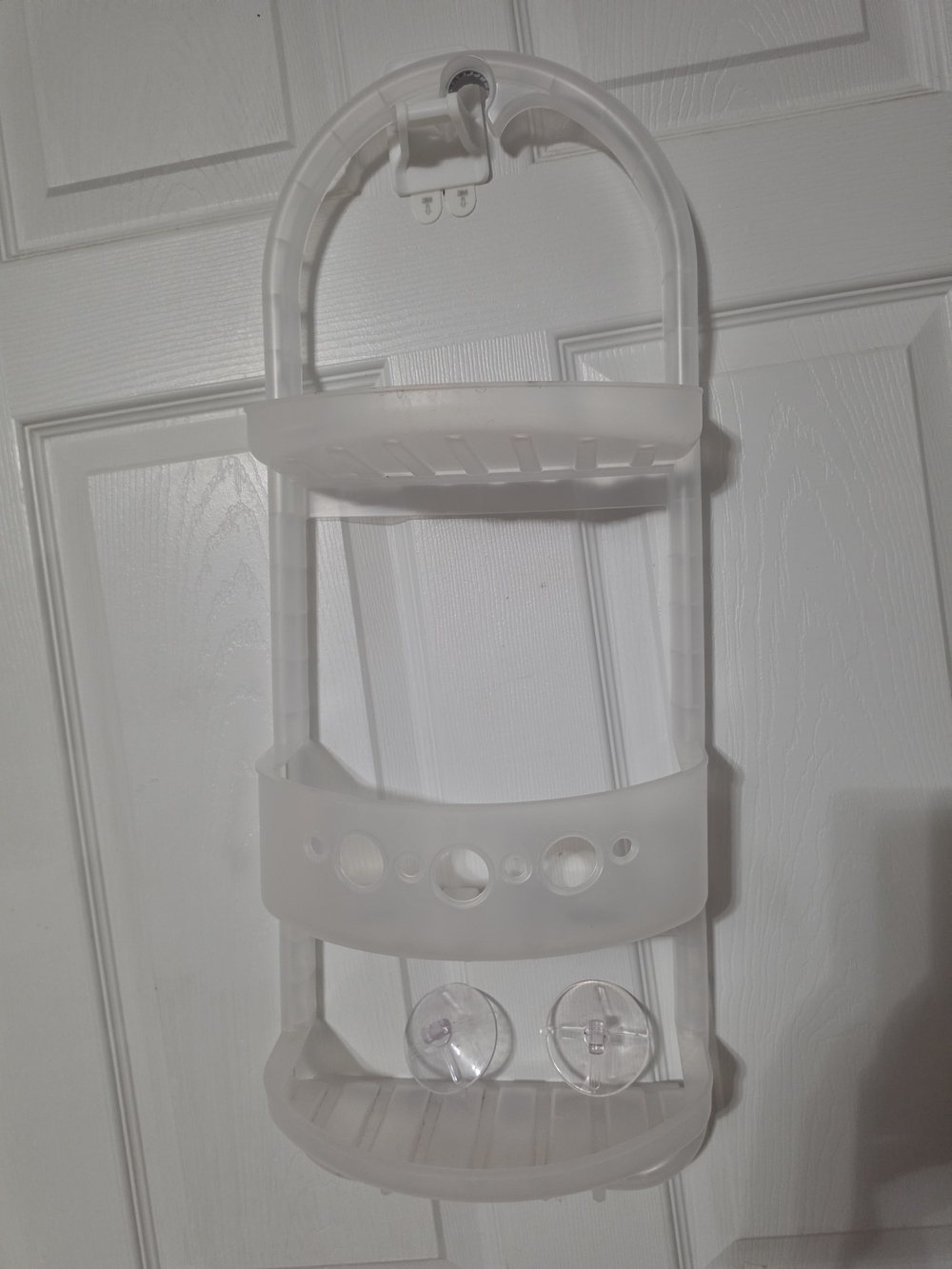 White Over-the-Door 3-Tier Shower Caddy - Plastic Hanging Storage